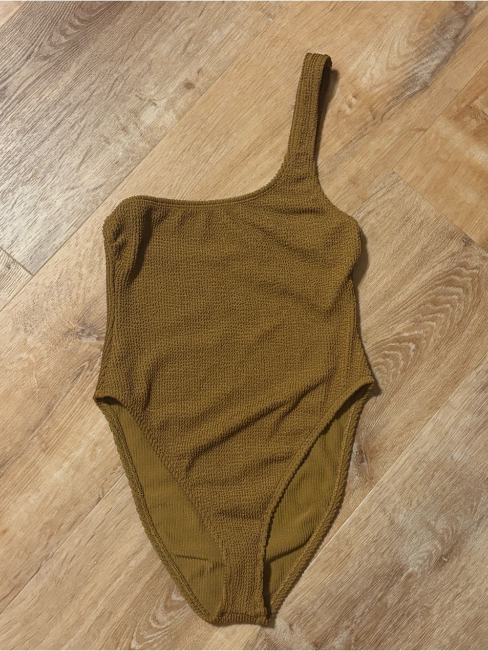 Good American Size 1/2 S/M Always Fits One Shoulder One Piece Neutral Swim gold - Picture 9 of 13